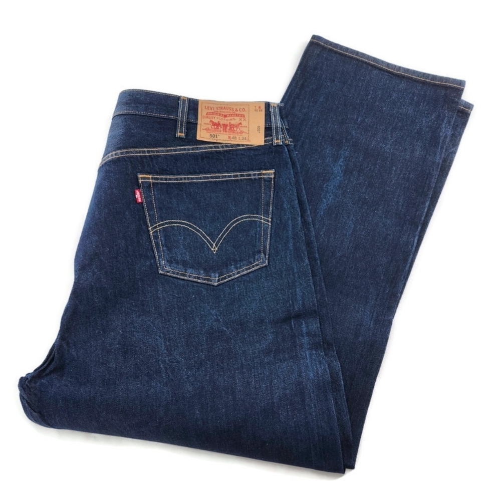 Levi's 501 Dark Blue 100% Cotton Button Fly Denim Jeans 48 X 32 - Picture 5 of 10